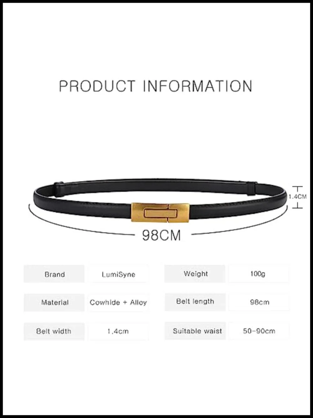 Women's Skinny Cowhide Leather Belt with Interlock Buckle for Dress Jeans Coat